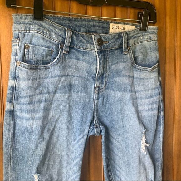 Pistola Distressed Skinny Ankle Zipper Jeans - Women Size 27 - Picture 2 of 11